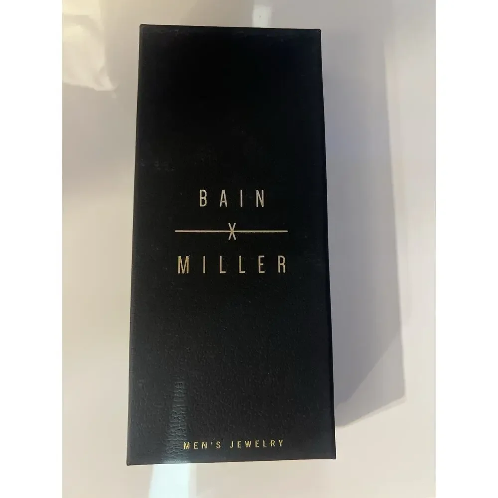 Bain Miller Men's Jewelry Figaro Chain Necklace Brass Gold Tone Gift Boxed New